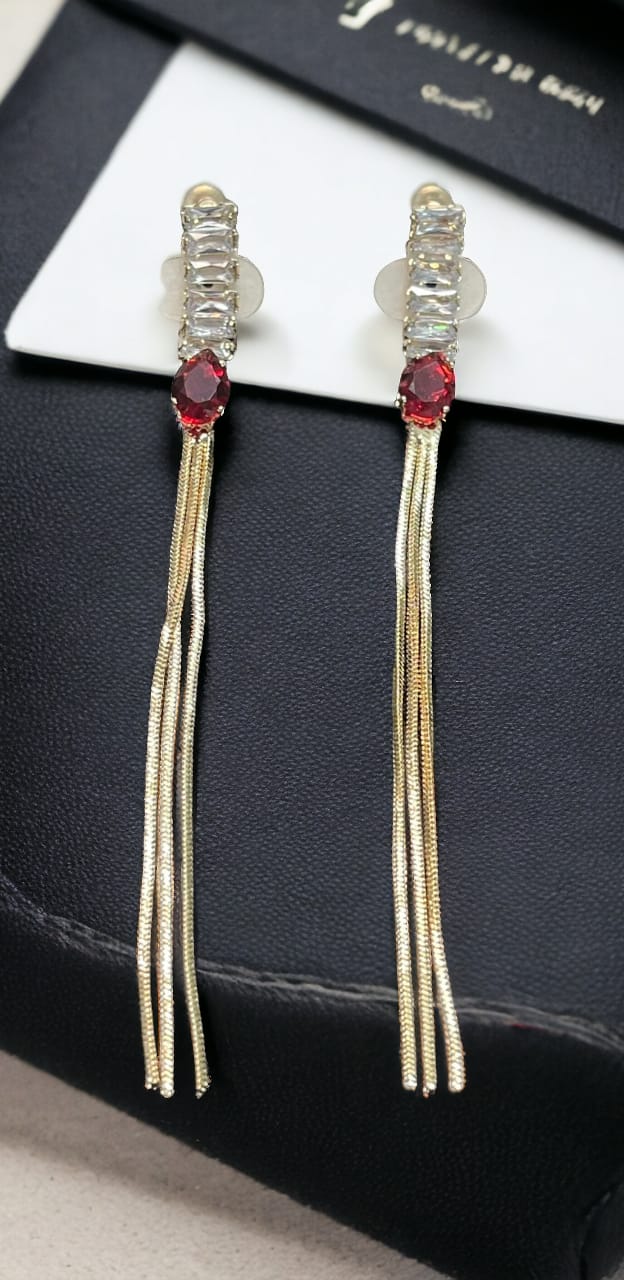 Trendy Golden Long Earrings