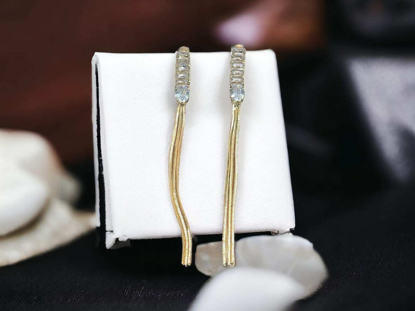 Trendy Golden Long Earrings