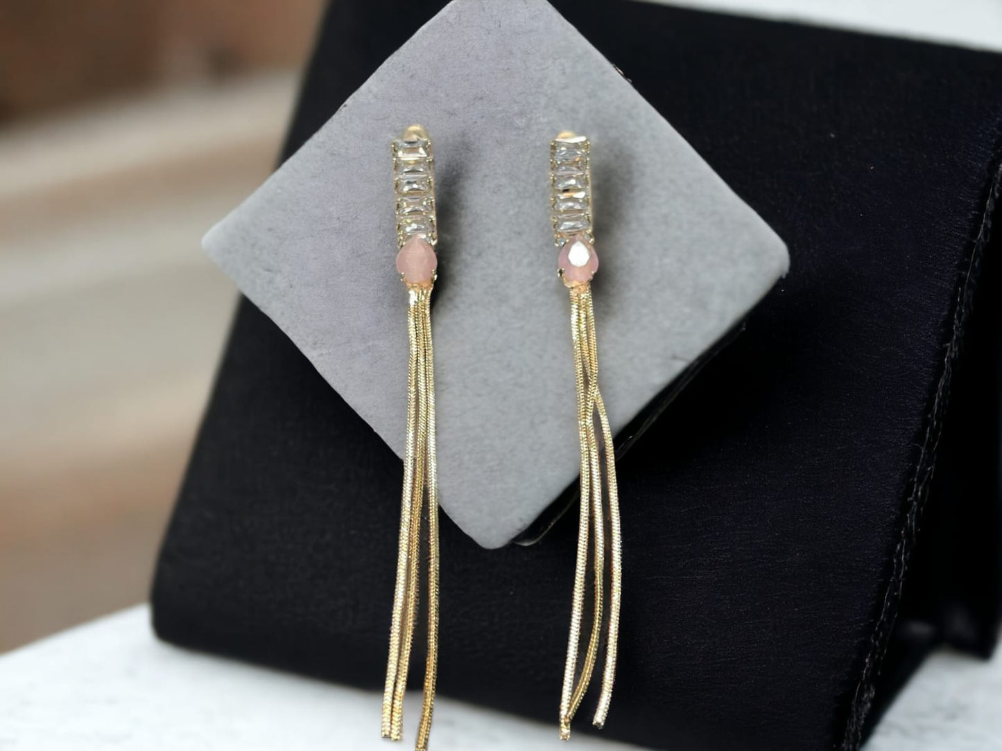 Trendy Golden Long Earrings