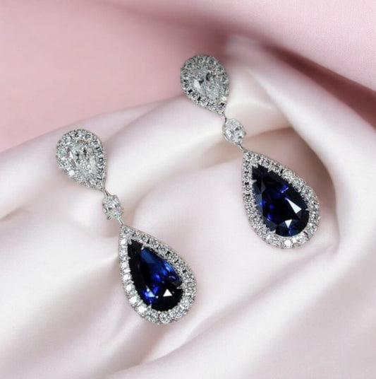 Tear Blue Crystal Earrings