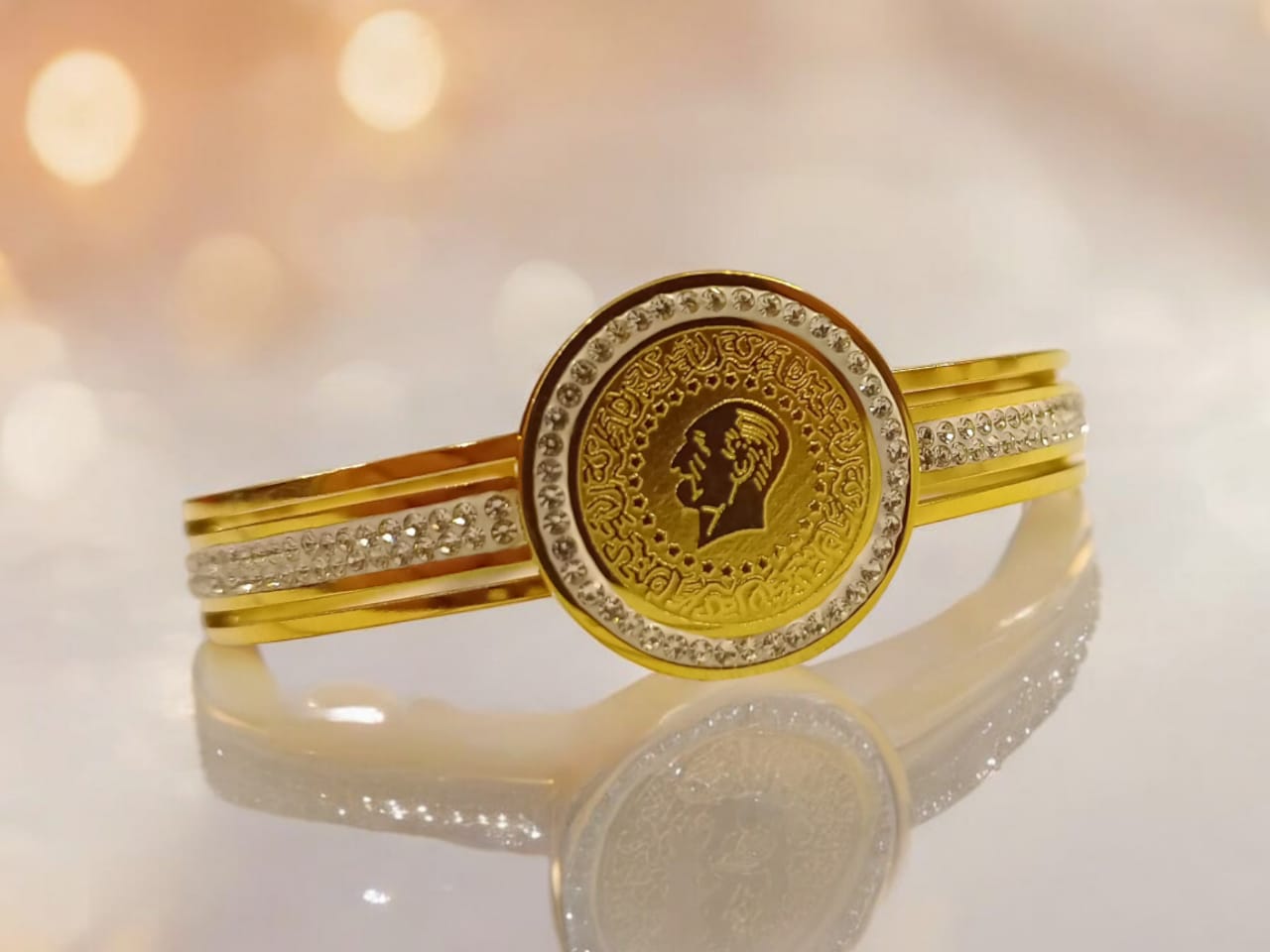 White Beeds Golden Versace Bracelet