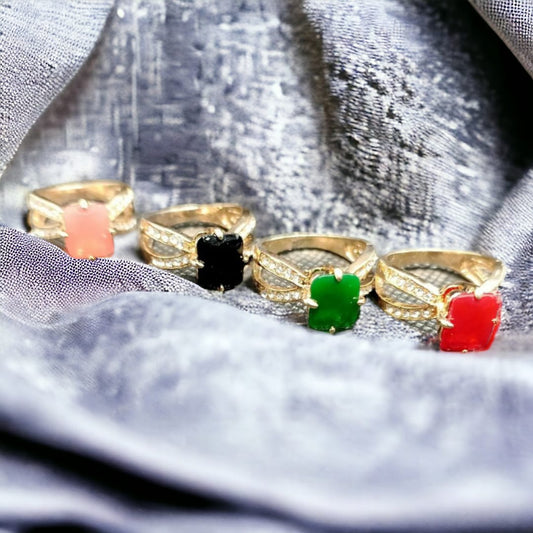 Golden Multi Gem Stones Rings