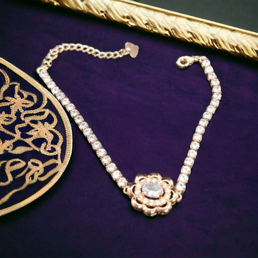 Golden Bracelet with white stones