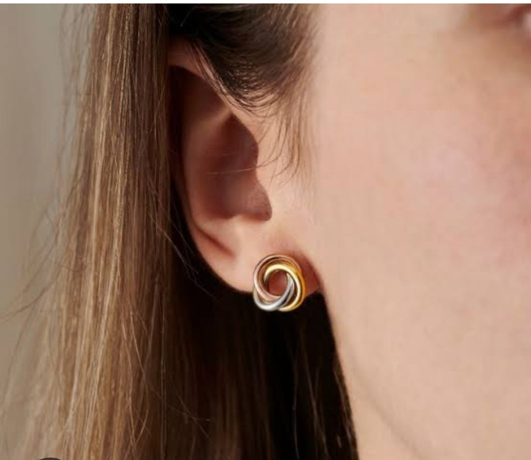 Silver Golden Roundish Earring