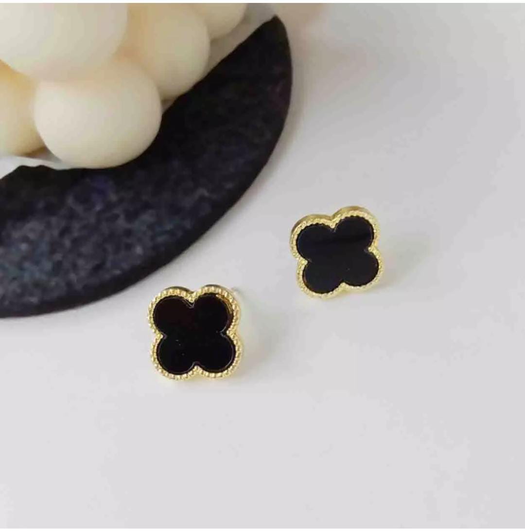 Black & Gold Floral Earrings