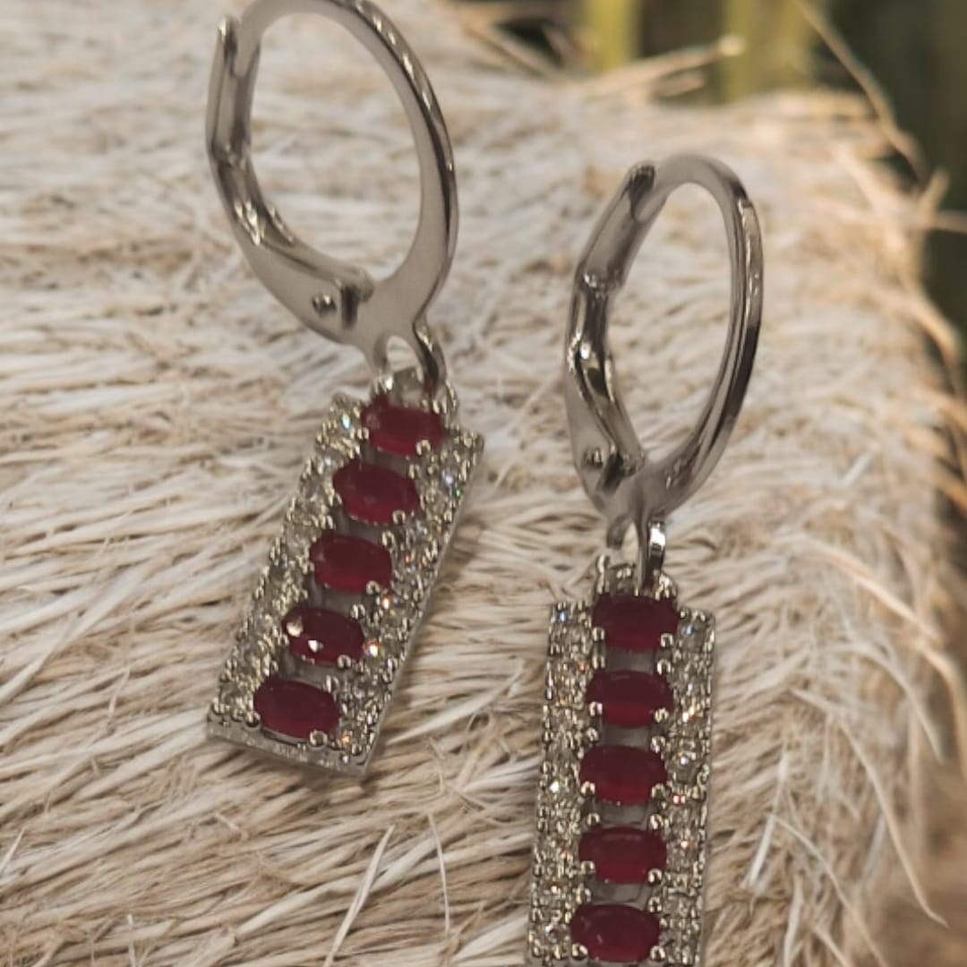 Twin Tone Ruby Earrings